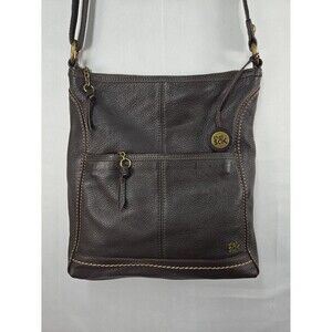The Sak Iris Dark Brown Pebbled Leather Crossbody Shoulder Bag Purse Boho Soft